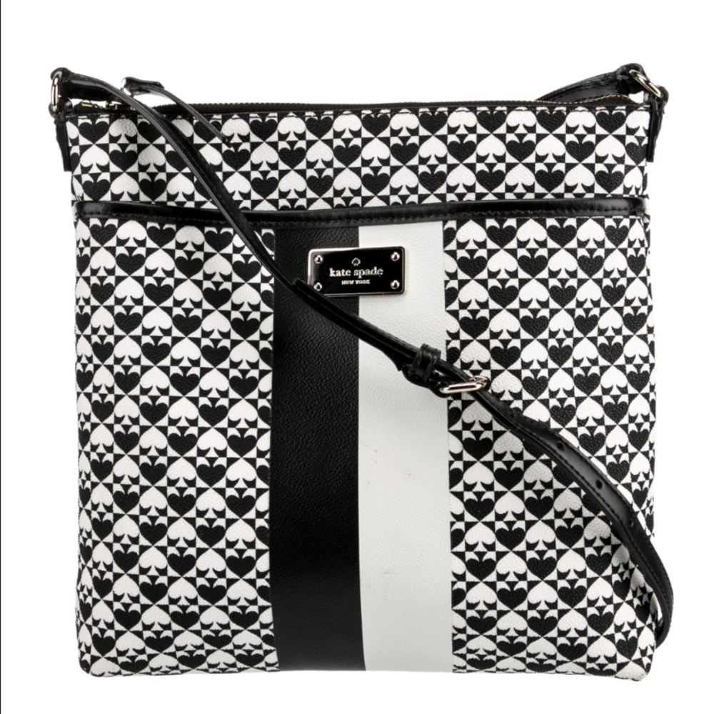 Kate Spade Black and White Crossbody Bag with Geometric Design
